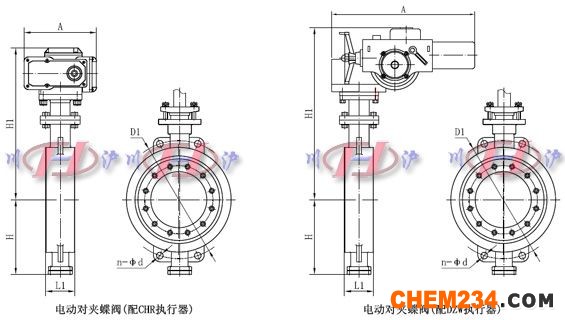 電動(dòng)對(duì)夾蝶閥外形尺寸