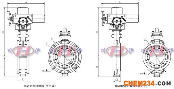 電動(dòng)硬密封蝶閥外形尺寸