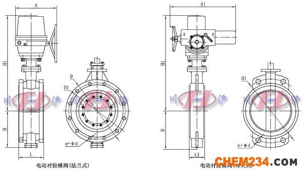 電動(dòng)襯膠蝶閥外形尺寸